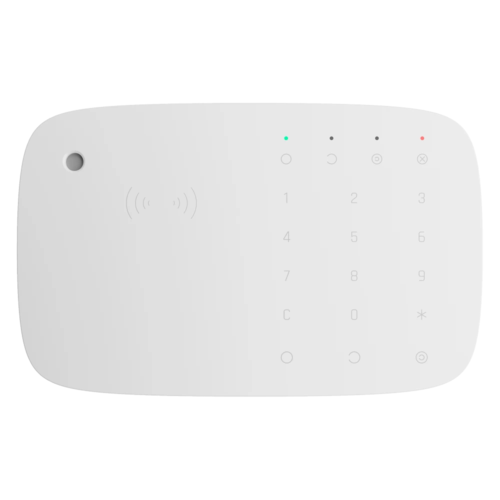 Teclado independiente con sirena incorporada y lector RFID de tarjetas/llaveros (blanco)